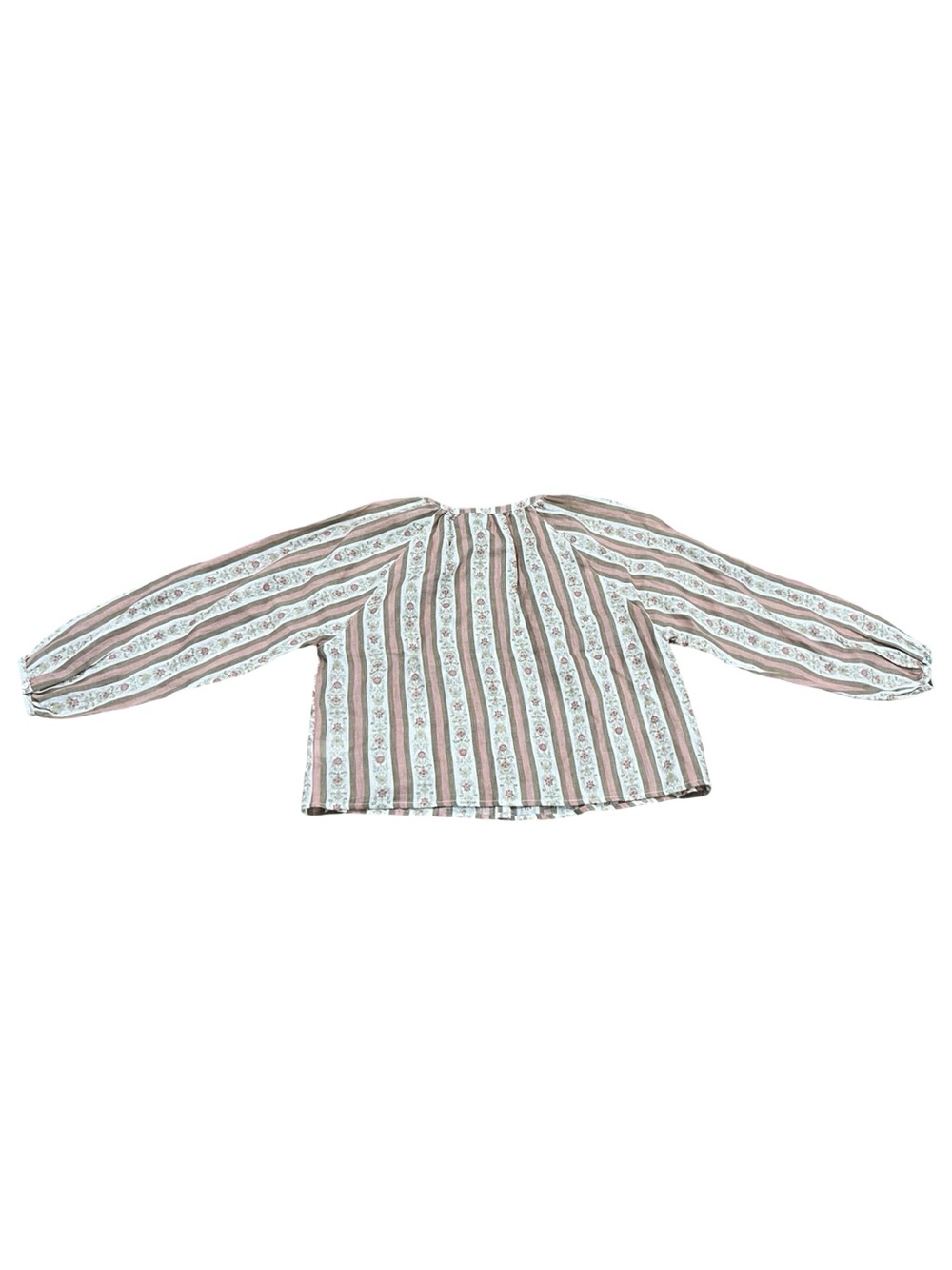 Joie 100% Linen Pink Floral Stripe Balloon Sleeve Peasant Blouse M NWT - Picture 8 of 11